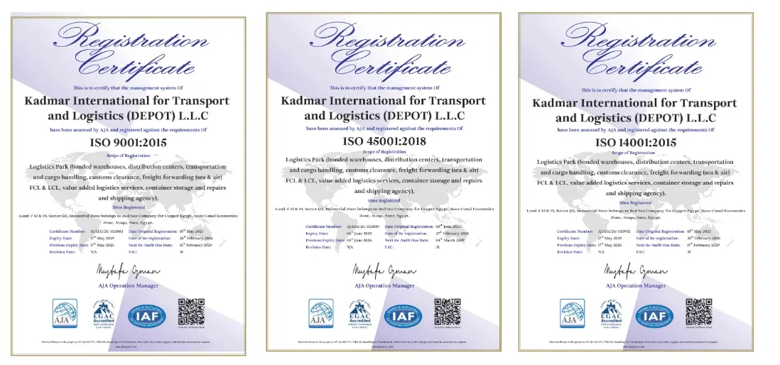 Depot Kadmar International Achieves ISO 9001, ISO 14001 and ISO 45001 Certification